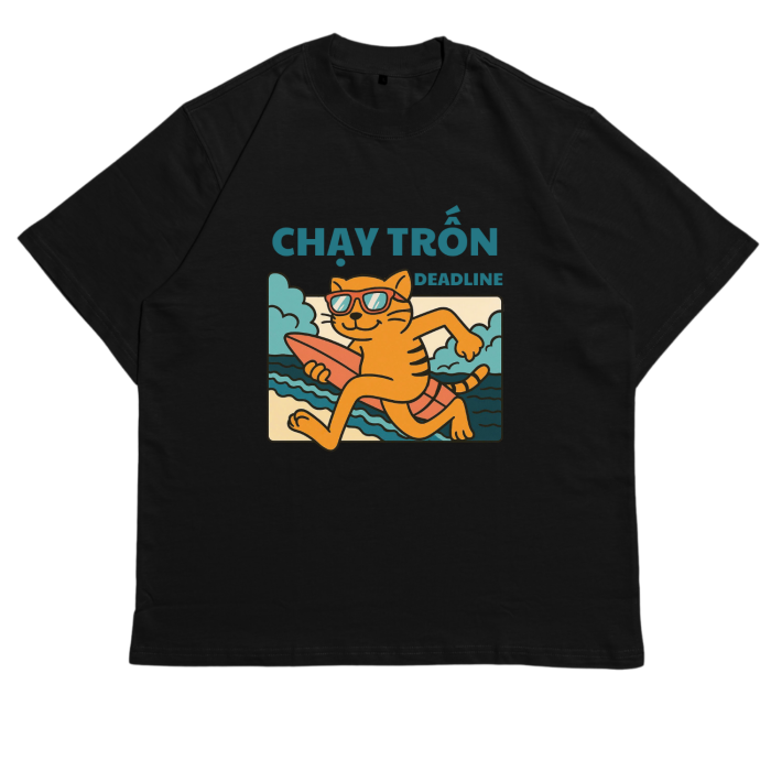 DL05 | Áo Thun Oversize Cotton TXEIR – "Chạy Trốn Deadline" Tee