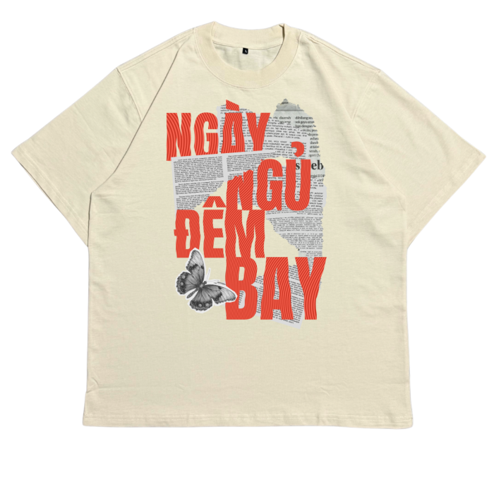 GHT02 | Áo Thun Oversize Cotton Premium Tee – "NGỦ NGÀY BAY ĐÊM" | TXEIR