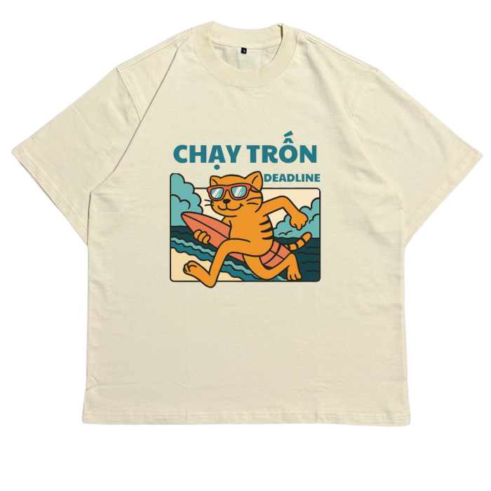 DL05 | Áo Thun Oversize Cotton TXEIR – "Chạy Trốn Deadline" Tee