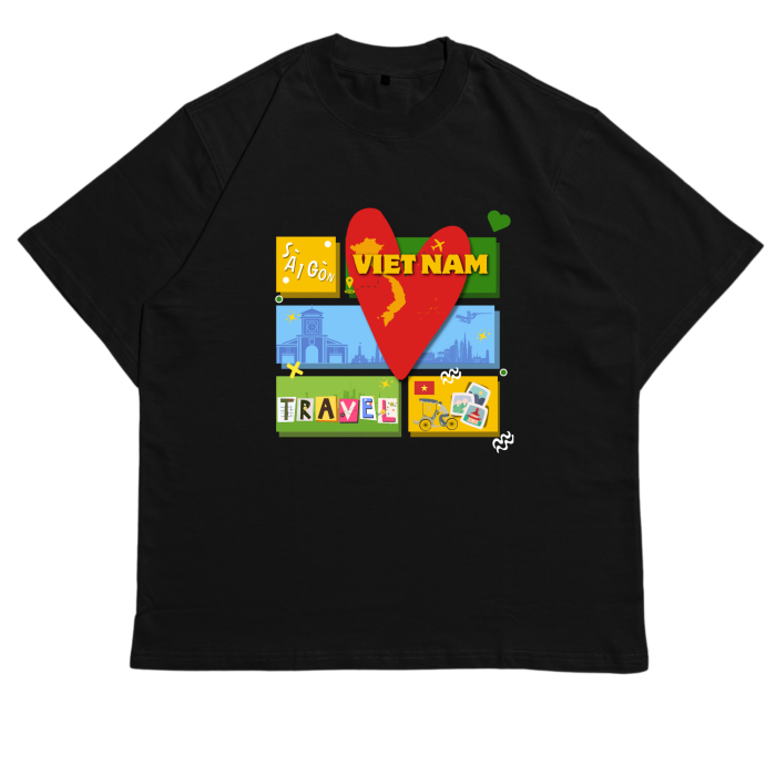 DL02 | Áo Thun Oversize Cotton TXEIR – "Việt Nam Travel" Tee