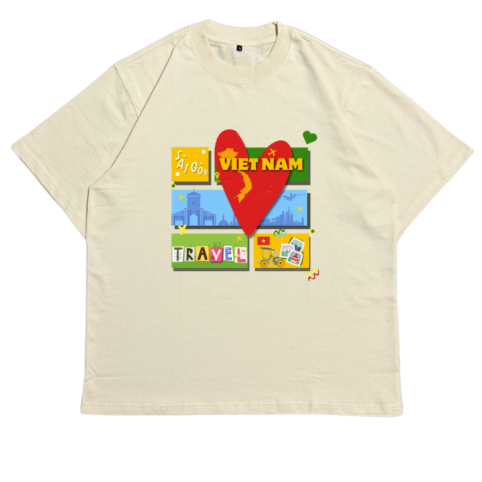 DL02 | Áo Thun Oversize Cotton TXEIR – "Việt Nam Travel" Tee