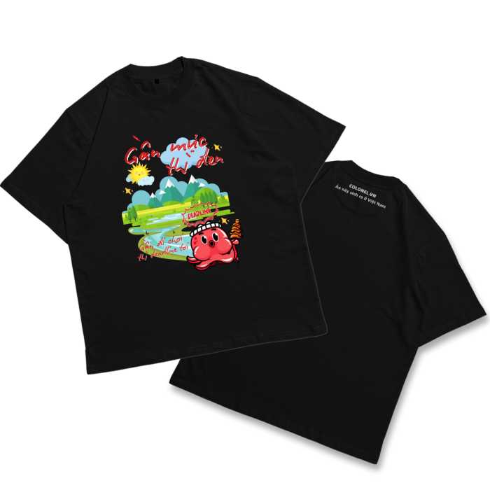 DL04 | Áo Thun Oversize Cotton TXEIR – "Con Mực Đi Du lịch" Tee