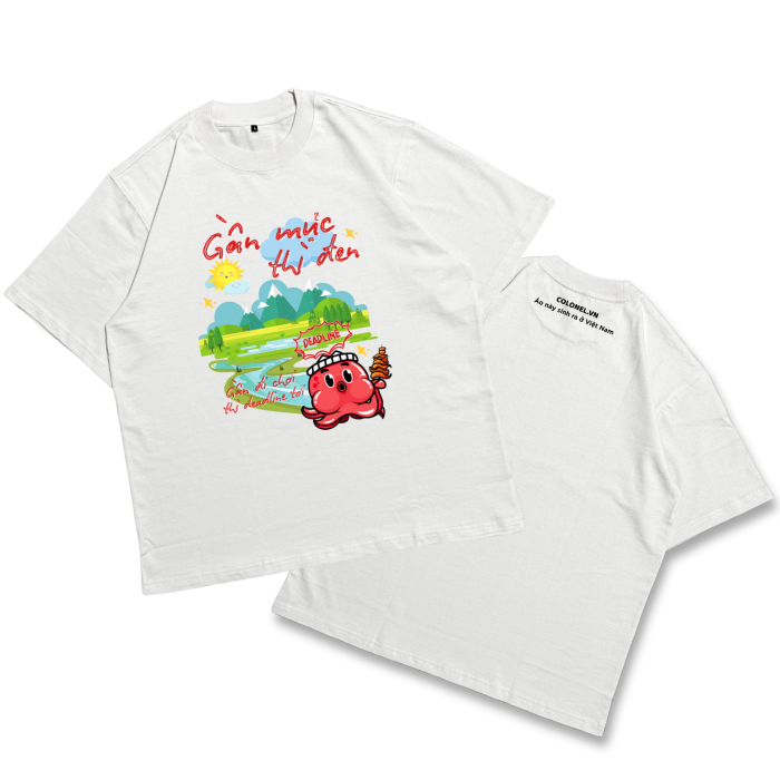 DL04 | Áo Thun Oversize Cotton TXEIR – "Con Mực Đi Du lịch" Tee