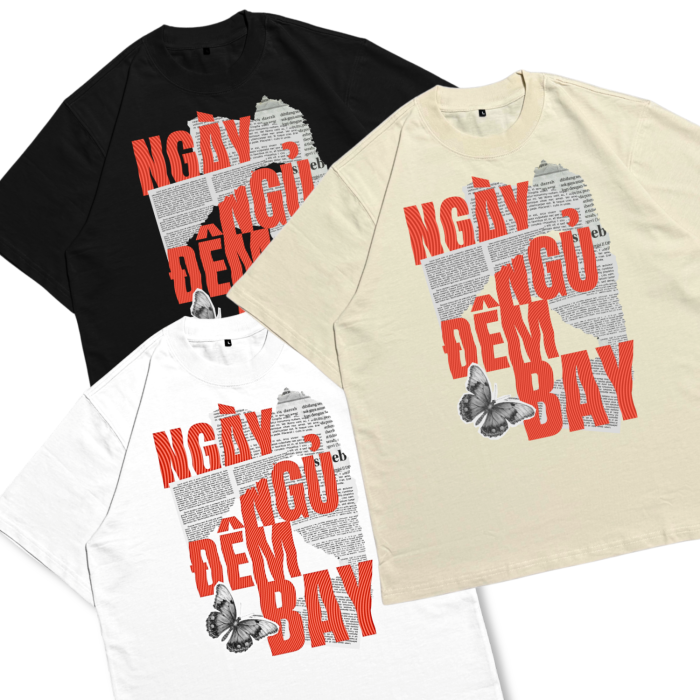 Áo Local Brand Txeir - Áo Thun Oversize Unisex - "NGỦ NGÀY BAY ĐÊM"