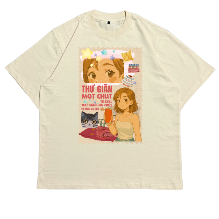 GHT17 | Áo Thun Oversize Cotton Premium - “THƯ GIÃN MỘT CHÚT” | TXEIR