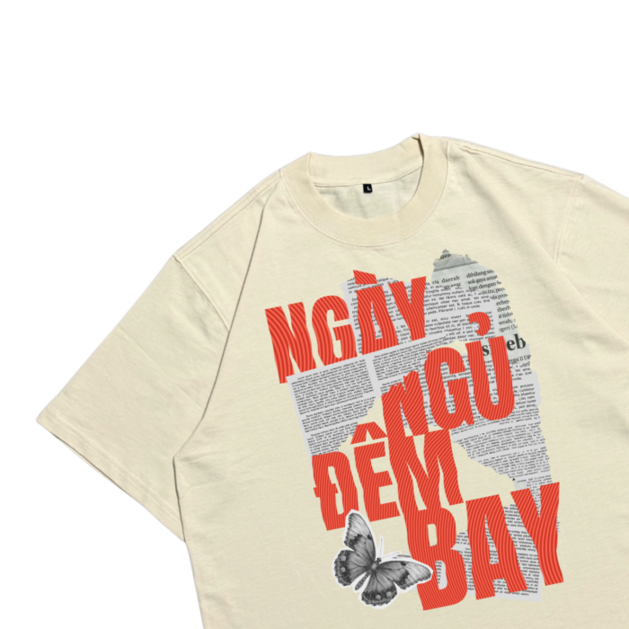 Áo Local Brand Txeir - Áo Thun Oversize Unisex - "NGỦ NGÀY BAY ĐÊM"